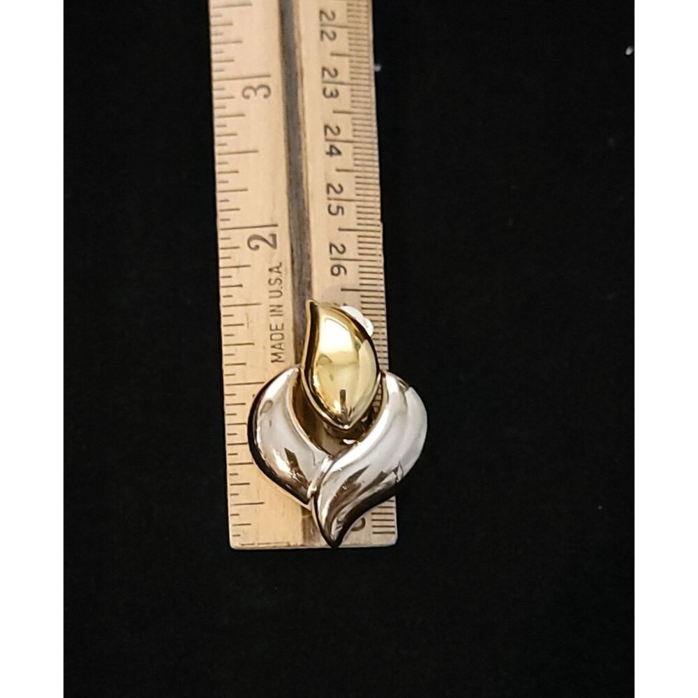 Vintage Gold & Silver Tone Flame Heart Clip-On Knocker Earrings - Picture 4 of 4